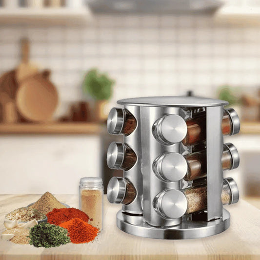 SpiceTower™ – Organizador Giratorio para Especias con 12 Frascos