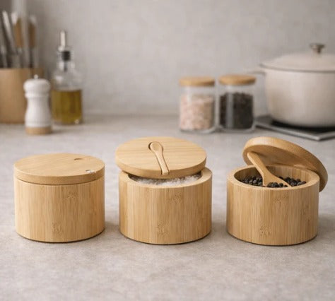 BambooSpice™ – Set de Especieros de Bambú (3 Piezas)